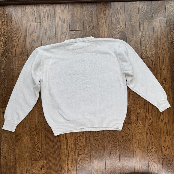 Vintage Eddie Bauer Women's Floral Grandmacore Chunky Heavy Cotton Sweater Large - Picture 6 of 11